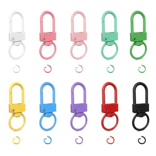 100Pcs Metal Lobster Claw Clasps 360° Colorful Swivel Lanyards Keychain Trigger Snap Hooks Strap with Key Rings Keychain Clips Connector for Jewelry Making Bag Charms DIY Accessories (Candy Color) - color: Candy color