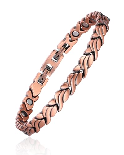 Copper Bracelets for Women, Ultra Strength Magnetic Therapy Bracelet for Pain Relief with Neodymium Magnets, Adjustable Jewelry Gift with Sizing Tool - color: Copper Fish-tail