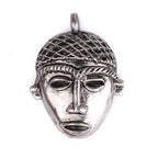 TheBeadChest African Silver Mask Pendant (75x55mm): Genuine West African Mask Design for DIY Jewelry & Necklaces - color: Silver, size: Large (75x55mm)