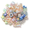 DanLingJewelry 100Pcs Random AB Color Plated Acrylic Letter Beads Large Hole UV Plating Iridescent Alphabet A~Z Beads for Jewelry Making DIY