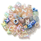 DanLingJewelry 100Pcs Random AB Color Plated Acrylic Letter Beads Large Hole UV Plating Iridescent Alphabet A~Z Beads for Jewelry Making DIY