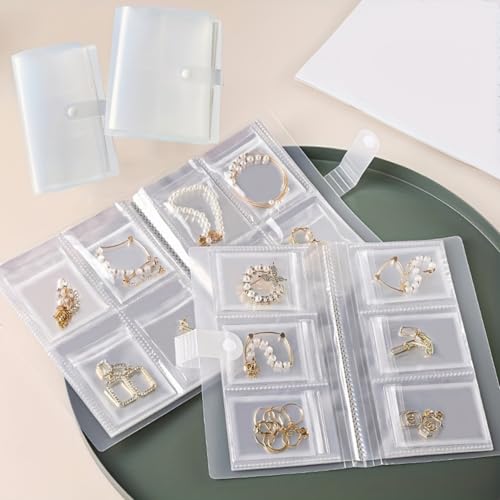 Transparent Jewelry Storage Book Robust Structure Portable Travel Jewelry Organizer Bags for Rings, Necklace, Bracelets-160 grids - size: 160 grids