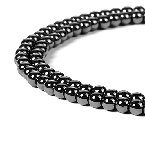 BEADNOVA 4mm Natural Hematite Gemstone Round Loose Beads for Jewelry Making (90-92pcs) - color: 23) Hematite Round Beads, size: 4mm