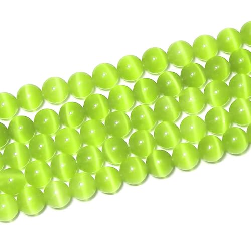 100pcs Army Green Cat Eye Beads 8mm Round Semi Precious Stone Hole Size 1mm DIY Charm Spacer Beading Smooth Gemstone Loose Beads for Jewelry Making Bracelets Necklaces Earrings Crafting - color: Army Green