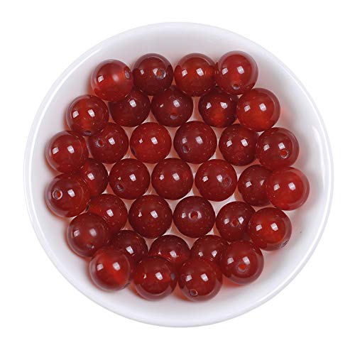 Natural Stone Beads 4mm Red Agate Gemstone Round Loose Beads Crystal Energy Stone Healing Power for Jewelry Making DIY,1 Strand 15" - color: Red Agate, size: 4MM