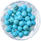 100pcs Natural Stone Beads 8mm Blue Turquoise Round Genuine Real Stone Beading Loose Gemstone Hole Size 1mm DIY Charm Smooth Beads for Bracelets Necklaces Earrings Jewelry Making Crafts - color: Blue Turquoise