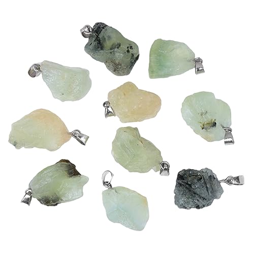 10pcs Irregular Raw Natural Prehnite Rock Stone Pendant Healing Crystal Chakra Gemstone Charm for Jewelry Making DIY Necklace Earrings Accessories Reiki - color: Prehnite