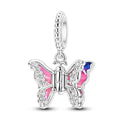 LAZA Charms for Bracelets 925 Sterling Silver Butterfly Summer Travel Ocean Lucky Charm Beads Pendant Jewelry for Women Mom - color: Pink Winged Butterfly