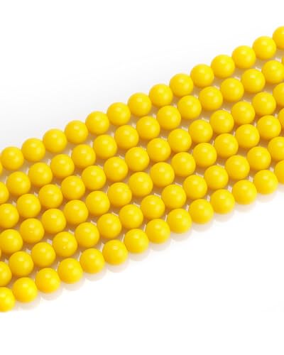 8mm Glass Beads 46PCS Glass Beads for Jewelry Making Charm Round Loose Bead for Bracelet Making Kit (Dark Yellow Glass) - color: Dark Yellow Glass