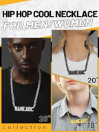 GoldChic JEWELRY Name Necklace Personalized for Men, Womens Custom Name Plate Chain, Stainless Steel Customized Old English Nameplate Choker with Curb Chains Custom, 16 inches to 30 inches - color: Cuban Chain 6 mm- Steel(Large Pendant)