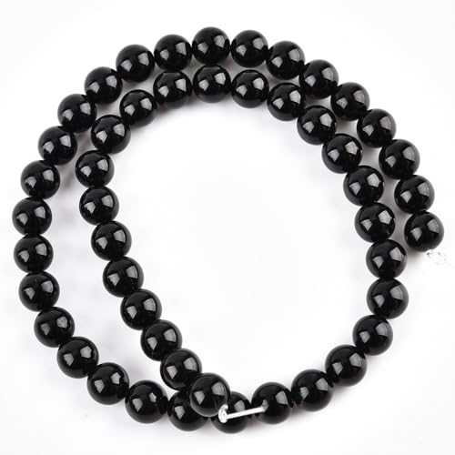 10mm Natural Black Onyx Beads Round Agate Gemstone Loose Beads for Jewelry Making (36-38pcs/strand) A - color: Black Onyx, size: 10mm