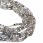 6-8mm Natural Labradorite Nuggets Oval Free Tumbled Pebble Semi Precious Gemstone Loose Stone Beads Approx 15.5 inch for DIY Jewelry Making - color: Labradorite