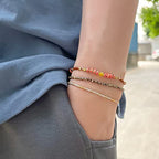 KELITCH Adjustable turquoise bead bracelet single color knitting friendship bracelet fashion jewelry daily wear gift (28 color selection) - color: Coffee 04F