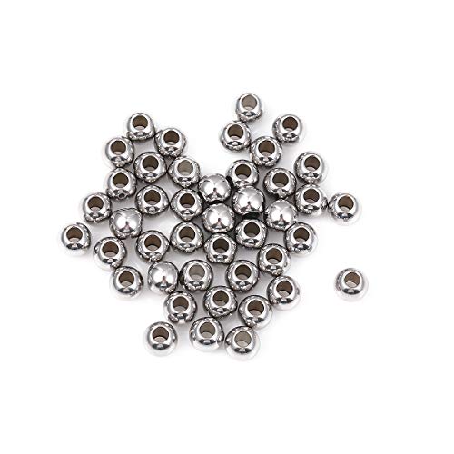 BEADIA Stainless Steel Spacer Beads 6x5mm Round Loose Charm Caps Beads for DIY Jewelry Making 100pcs with 2.5mm Hole - color: 6x5mm 2.5mm