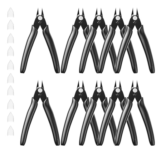 10 Pack Small Wire Cutters for Jewelry Making 5 Inch Model Nippers Filament 3d Print Snips Zip Tie Flush Cutter for Soft Copper Wire, Crafts, Floral, Electronics, Black - color: Black ( 10 Pack)