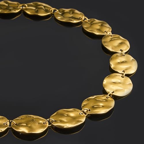 UMAOKANG 2 Meters Gold Oval Chain for Jewelry Making Stainless Steel Link Chains on Spool with Jump Rings Lobster Clasps - color: Gold Middle Oval