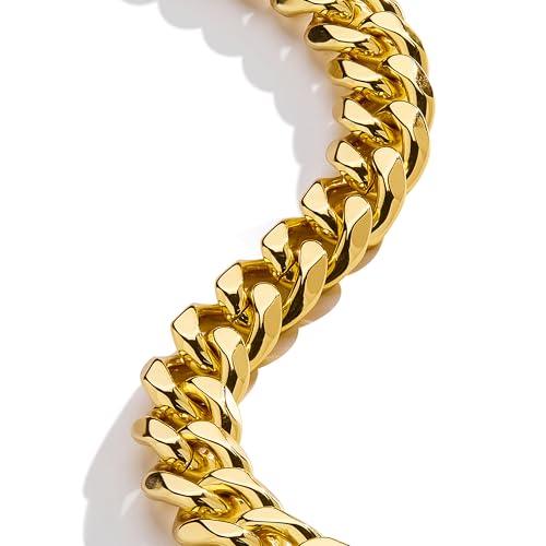 WomenGifts Cuban Link Chain Necklace for Women, Waterproof 14k Gold Silver Plated Chain Choker, Non Tarnish Stainless Steel Jewelry, 3.5/5/6/8/11mm,14/16/18 Inch Thin&Chunky&Thick - color: Gold, style: 5MM-18"