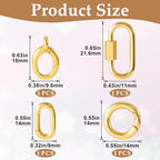 4 Pcs Locking Carabiner Small, Oval Jewelry Carabiner, Silver Carabiner Clasp, Metal Carabiner Necklace for DIY Necklace Bracelets Jewelry Making Hook (Gold, 4 Styles) - color: 4 Pcs-Gold, Style2, Style3, Style4, Style5