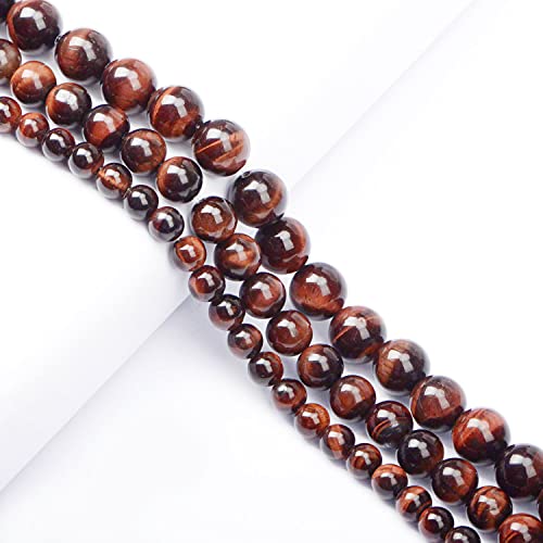AD Beads Natural Gemstone Round Loose Beads 15" for Bracelet Necklace Earrings Jwelery Making Crafts DIY (4mm, Red Tiger Eye) - color: Red Tiger Eye, size: 4mm