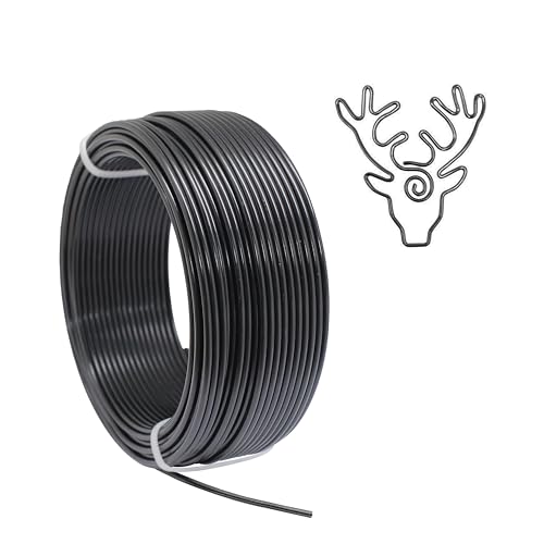 12 Gauge Aluminum Craft Wire, 2mm×30Yards Bendable Metal Craft Wire for Bonsai Plant Stand, Doll Skeletons, Wire Sculpture, Jewelry Making and Home Decorations (Black) - color: Black