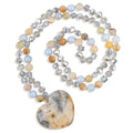 Long Necklaces for Women Boho, Oval Waterdrop Turquoise Pendant, Natural Stone Beaded, Handmade,Vintage & Elegance, Boho Fashion Charm Beaded Necklace for Women - style: G-Tan Agate Pendant