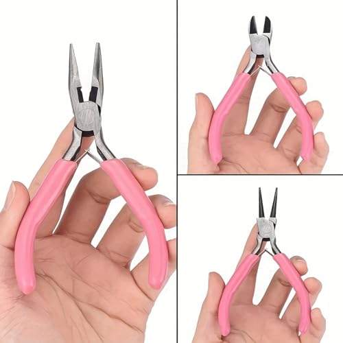 Jewelry Making Tools Kit: 6pc Set, Including Needle Round Nose, Wire Cutters, Crimper & End Nippers for Beading & Craft