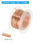 PATIKIL 111.55 Feet Solid Bare Copper Wire,20 Gauge 99.96% Pure Copper Wire 0.8mm Soft Beading Wire Metal Plant Stem Ties for Jewelry Craft (34m) - size: 0.8mm x 111.55ft