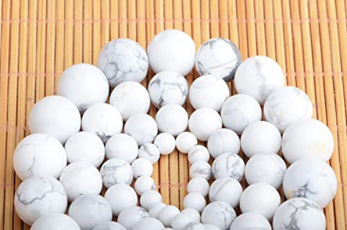 Bymitel 60 pcs Natural Genuine Real Round Loose Stone Beads Gemstone Spacers for Charm DIY Jewelry Making 15.5" per Strand 6mm (White Howlite, 6mm) - color: White Howlite, size: 6mm