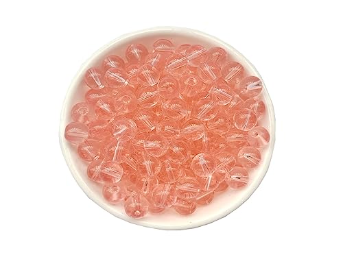Glass Beads 6mm 140pcs Round Smooth Loose Beads for Bracelet Necklace Jewelry Making Craft DIY（6mm, 50608 Pink） - color: Pink, size: 6mm