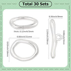 SUNNYCLUE 1 Box 30 Sets Oval Toggle Clasp Toggle Bracelet Clasps Silver Metal T Bar Wave Rings Connector Linking End Closures Findings for Beginner Crafts Bracelets Necklaces Shoe Accessories Women - style: Style 1