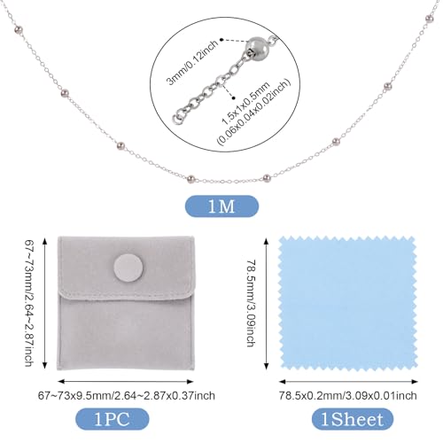 Elecrelive 3.28Ft 925 Sterling Silver Satellite Chains 1.2mm Fine Cable Chains Permanent Jewelry for Women Men Minimalist Necklace Bracelet Making - color: Silver, 1.2mm