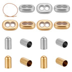 arricraft 4 Sets 2 Colors Stainless Steel Stopper Beads, Insert 2-hole Metal Adjustable Slide Clasp Beads with Column End Caps for DIY Bracelet Necklace Jewellery Making Accessories