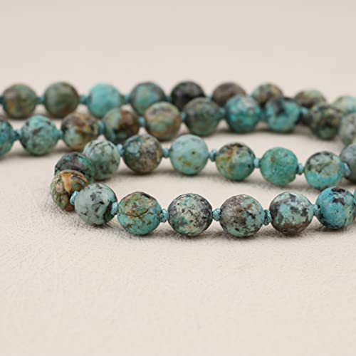 GAVU Hand-knotted Men's Beaded Necklace, Crystal Necklace for Men - color: African Turquoise, size: 24"