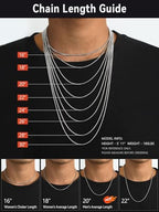 FaithHeart Stainless Steel Chains for Men, Silver/Black/14K Gold Plated Snake/Wheat/Box/Rope/Rolo Chain Necklace 16-30 Inches with Delicate Gift Box - color: 01. Snake Chain-Silver, size: Length 26 Inches