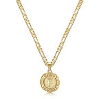 KissYan Initial Necklaces for Women, 14K Gold Plated Round Letter Pendant Capital Monogram Necklace Alphabets from A-Z Figaro Chain Jewelry - color: Gold, style: F