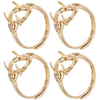 SUNNYCLUE 1 Box 8Pcs Adjustable Ring Base Golden Prong Ring Settings Cubic Zirconia Rhinestone Finger Rings Components 4 Claw Brass Prong Ring Blanks for Stones Jewelry Making Kits DIY Gemstone Rings - style: Ring 2
