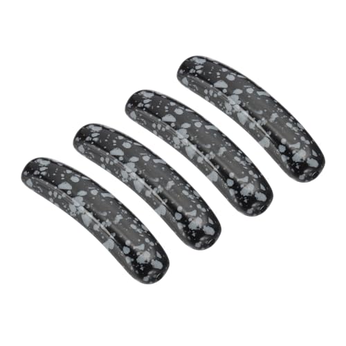 PATIKIL 4 Pcs Natural Stone, 36 x 10 mm Natural Curved Clear Quartz Stone Crystal Handmade Jade Flat Beads for DIY Crafting, Snowflake - color: Snowflake