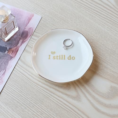 HOME SMILE I Still Do Ring Dish Annniversary Gifts for Women or Wife, Jewelry Dish Holder for Anniversary,Elegant Trinket Tray,Ceramic - style: I Still Do