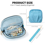 Velvet Travel Jewelry Pouch, 2-in-1 Clamshell Case with Detachable Insert, Portable Travel Jewelry Organizer with Wrist Strap, Converts to Mini Coin Purse, Gift for Women & Girls (Teal Blue) - color: Teal Blue