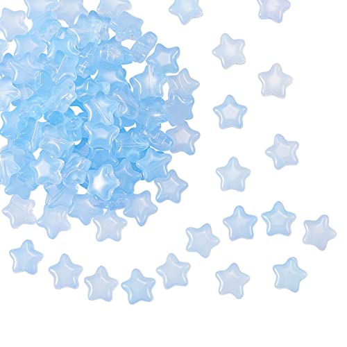 UR URLIFEHALL 100 Pcs Light Sky Blue Spray Painted Glass Star Beads for Earring Bracelet Necklace Jewelry DIY Craft Making - color: 100pcs-8x8.5x4mm-light sky blue star glass beads