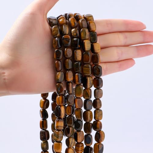 Natural Large Yellow Tiger Eye Cube Stone Beads 8x11mm 38cm/str Loose Semi Gemstone Stone Square Beads for Making Bracelets Necklace - color: Yellow Tiger Eye