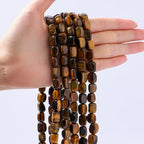 Natural Large Yellow Tiger Eye Cube Stone Beads 8x11mm 38cm/str Loose Semi Gemstone Stone Square Beads for Making Bracelets Necklace - color: Yellow Tiger Eye