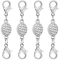Magnetic Necklace Clasps and Closures-Magnetic Safety Clasp Extender with Lobster Clasps, Pineapple Texture Design, Gold and Silver (4pcs Silver) - color: 4pcs silver