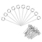 MECCANIXITY 120pcs Stainless Steel Eye Pins 0.6mm/24 Gauge 15mm Earring Flat Headpins for Jewelry Making Supplies Jewelry Findings, DIY Craft, Necklace, Silver