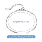 KISSITTY 8pcs Golden Silver Adjustable Bracelet Chains 304 Stainless Steel Cable Extender Chains Replacement with Clasp for Women Friendship DIY Necklaces Bracelets Jewelry Making
