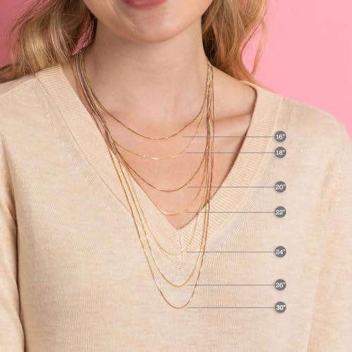 Box Chain Necklace for Women | 14K Gold-Plated 0.8mm Thin Box Chain Necklace | Women's Jewelry Gifts for Her - color: Length 18 Inches (Women's Average Length)
