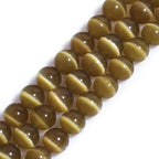 HAAMIIQII 6mm Brown Cat Eye Glass Round Crystal Stone Loose Gemstone Beads for Jewelry Making Bracelets Necklaces Earrings Crafts (60-65pcs) - color: Brown, size: 6mm (60pcs)