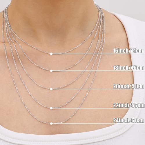 Gacimy Chain Necklace for Women, 14K Gold Plated/Silver Tone Cable Chain for Women, 1.1/1.3mm Thin Dainty Necklace Chains 16-24 Inch - size: 24 Inches, style: 1.3mm Silver
