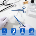 BBTO Hemostat Curved and Straight Hemostat Forceps Piercing Pliers Forceps, Stainless Steel Straight and Curved Pliers, Fishing Tweezer(Blue,2 Pcs) - color: Blue