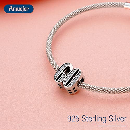Mothers Day Birthday Number Love Family Friendship Graduation Auntie Grandma Dad Mom Charms for Pandora Bracelets Necklaces, Gifts Women, for Anniversary Valentines Christmas - style: Number 60 Charm Silver